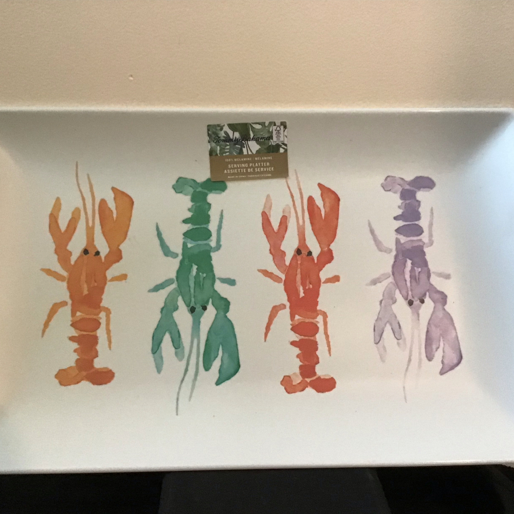 Tommy Bahama Melamine Serving Platter 4 Lobster Watercolor Design